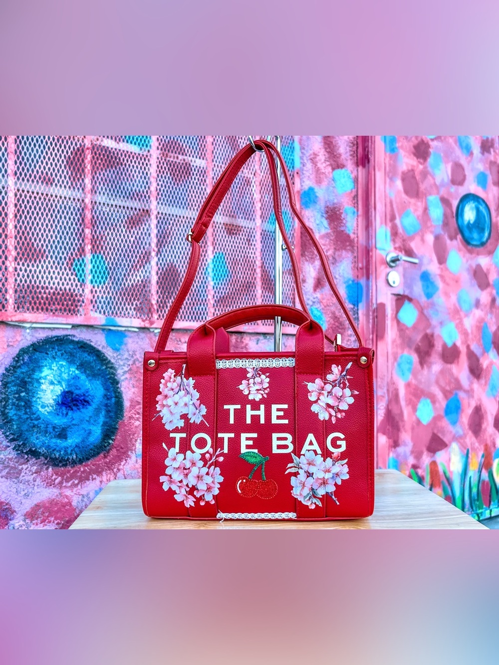 ‘MAHOGANY CHERRY’ Medium Tote Bag 10” - Red | High Quality Leather